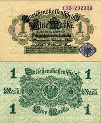 *1 Marka Nemecko 1914 (1920) P52 UNC, Darlehenskassenscheine - Kliknutím na obrázok zatvorte -